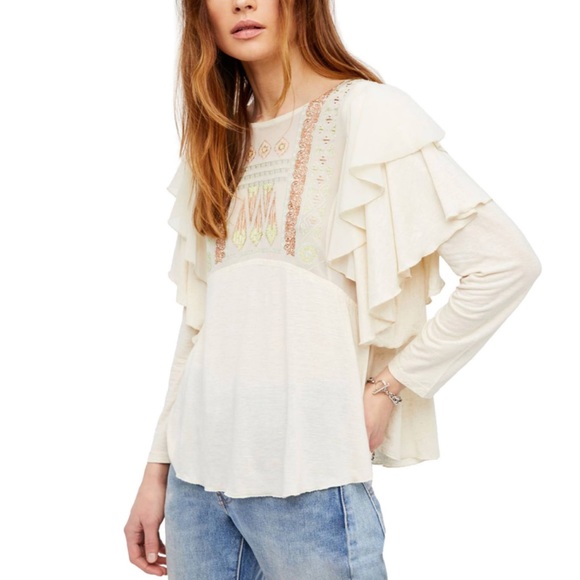 Free People Tops - Free People La Cienga Knit Blouse Size XS